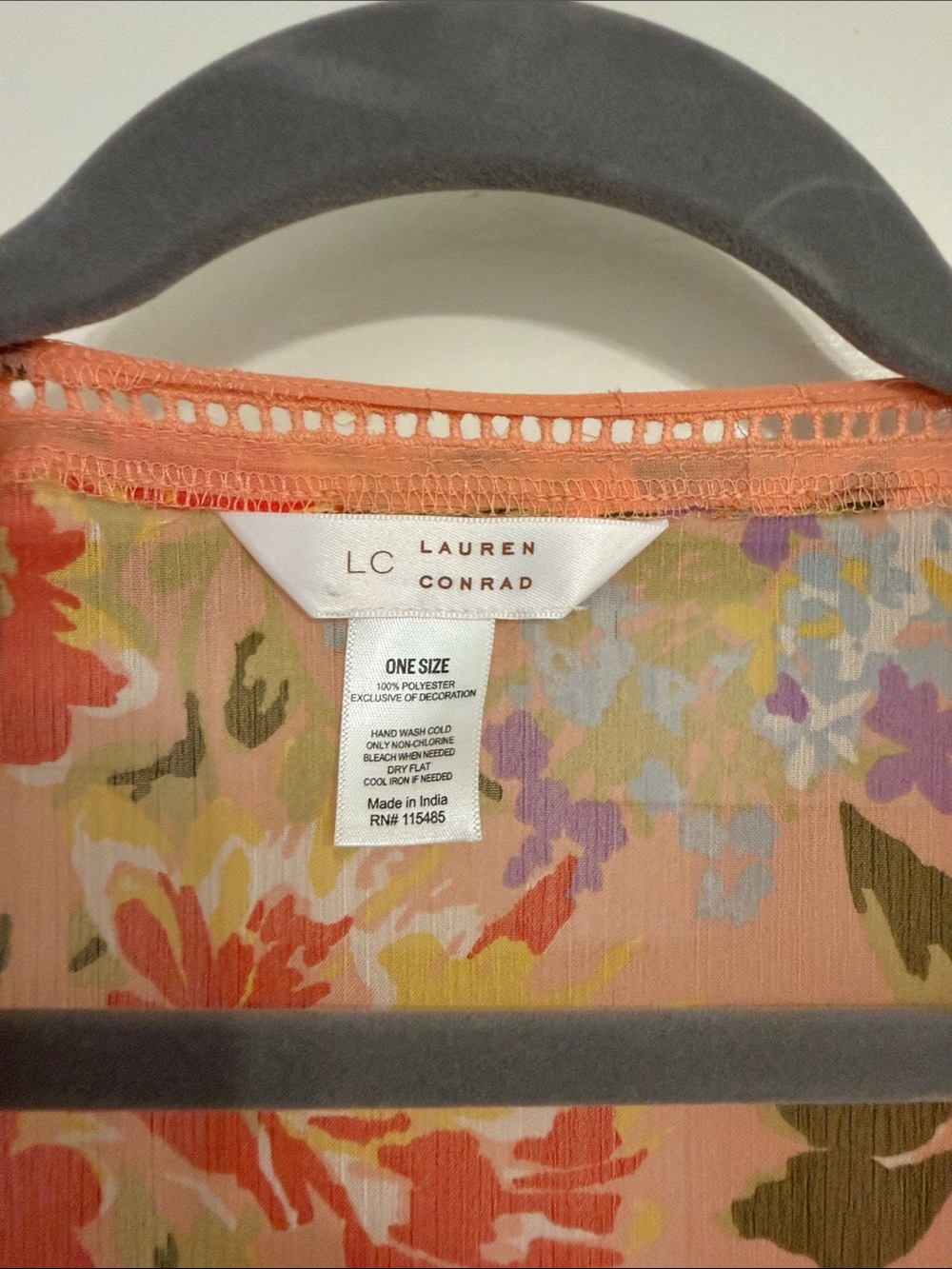 LC Lauren Conrad Coral Floral Sheer Kimono - Picture 2 of 3